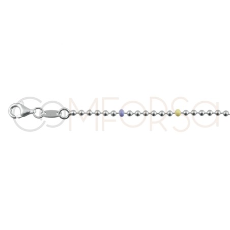 Gold-plated sterling silver 925 anklet with pastel colour enamelled balls 21.5cm + 4.5cm