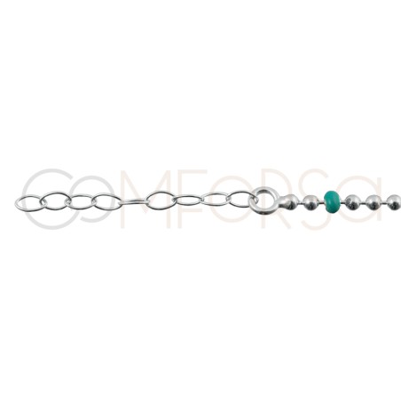 Gold-plated sterling silver 925 anklet with green, coral and lilac balls 21.5cm + 4.5cm