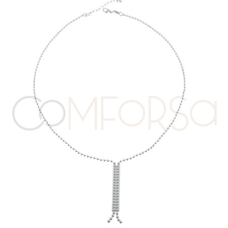 Sterling silver 925 choker with balls and bar detail 40cm + 5cm