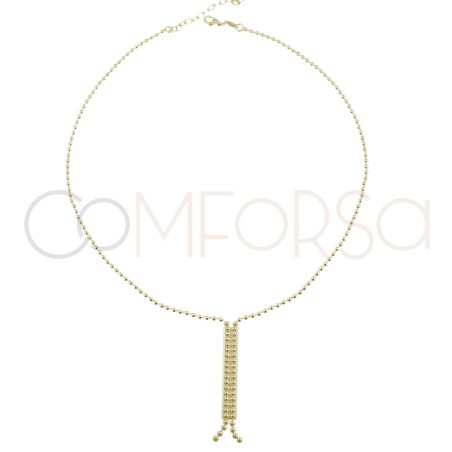 Gold-plated sterling silver 925 choker with balls and bar detail 40cm + 5cm
