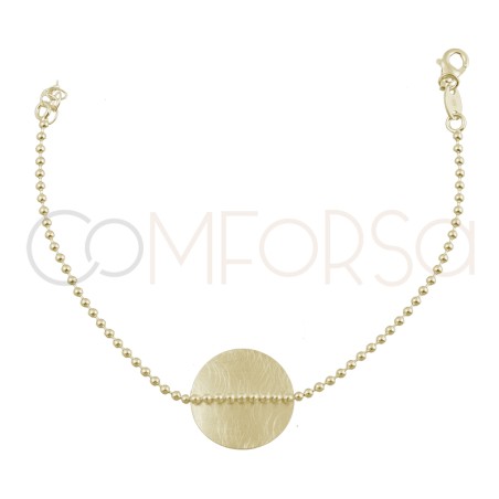 Gold-plated sterling silver 925 bracelet with little balls and circle detail 17cm + 4cm
