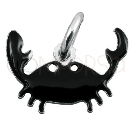 Sterling silver 925 black enamel crab pendant 11x8mm