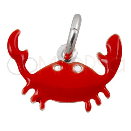 Sterling silver 925 red enamel crab pendant 11x8mm
