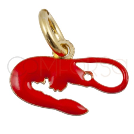 Gold-plated sterling silver 925 red shrimp pendant 10.5x7mm