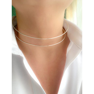 Gold-plated sterling silver 925 double wire choker 1.5mm