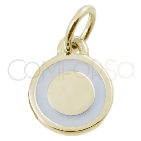 Gold-plated sterling silver 925 white circle pendant 8mm