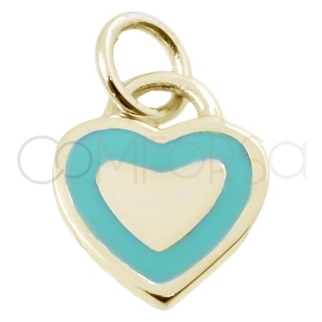 Gold-plated sterling silver 925 mint green heart pendant 11x9mm