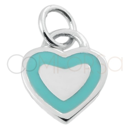 Gold-plated sterling silver 925 mint green heart pendant 11x9mm