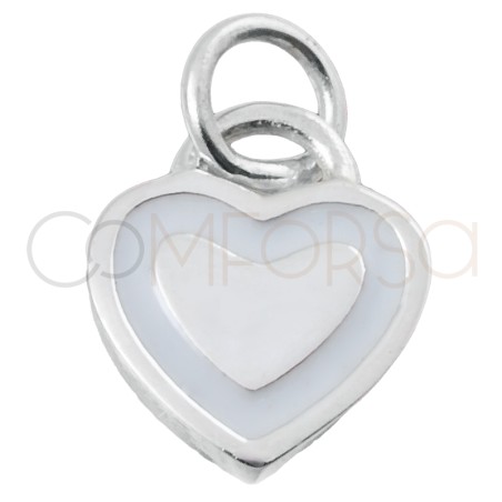 Sterling silver 925 white heart pendant 11x9mm