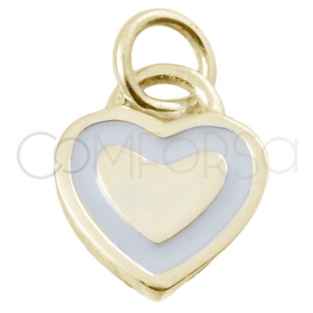 Gold-plated sterling silver 925 white heart pendant 11x9mm