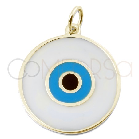 Gold-plated sterling silver 925 round Turkish eye pendant 20mm
