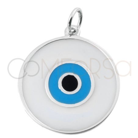 Gold-plated sterling silver 925 round Turkish eye pendant 20mm
