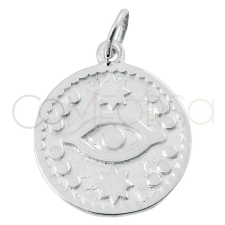 Sterling silver 925 eye pendant with detail 17mm