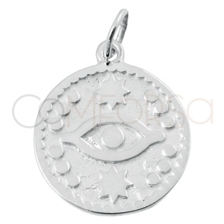 Gold-plated sterling silver 925 eye pendant with detail 17mm