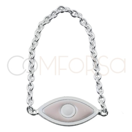 Sterling silver 925 coconut cream Turkish eye chain ring