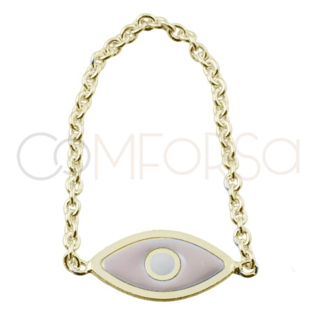 Gold-plated sterling silver 925 coconut cream Turkish eye chain ring