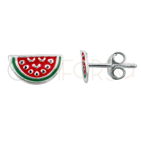 Sterling silver 925 happy watermelon earrings 9.5 x 5 mm