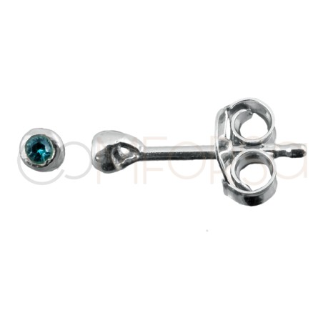 Sterling silver 925 aquamarine chaton earrings 2mm