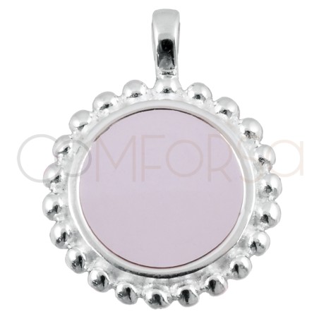 Sterling silver 925 cream enamelled pendant with beads detail 15mm