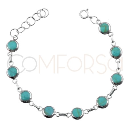 Sterling silver 925 turquoise bracelet with bezel 8mm