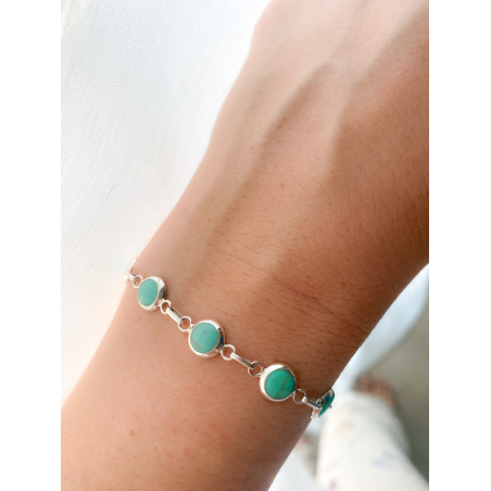 Sterling silver 925 turquoise bracelet with bezel 8mm