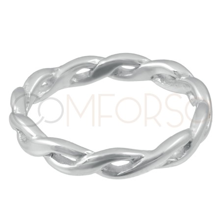 Gold-plated sterling silver 925 braided ring 3mm