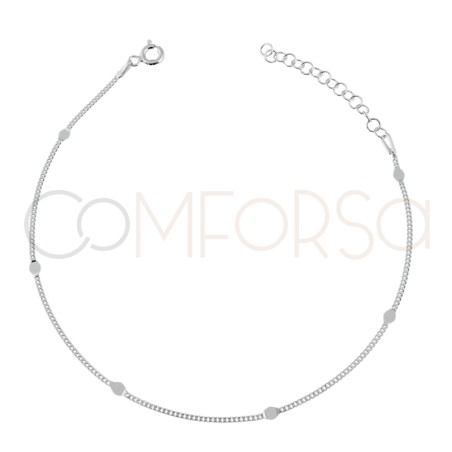 Sterling silver 925 small curb-plate anklet 21+4cm