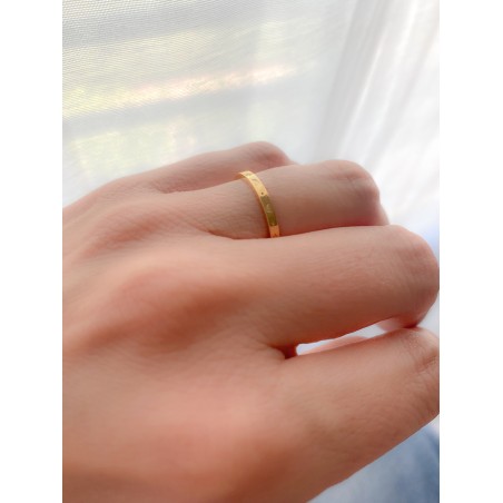 Gold-plated sterling silver 925 polar star & moon ring 2mm