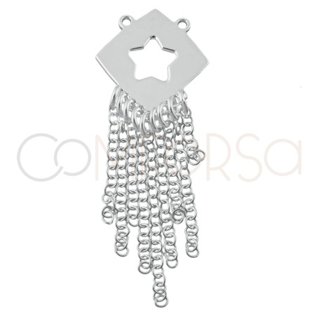Sterling silver 925 cut-out fringed star pendant 15x15mm