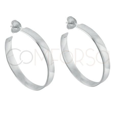 Sterling silver 925 flat hoop earrings 37mm