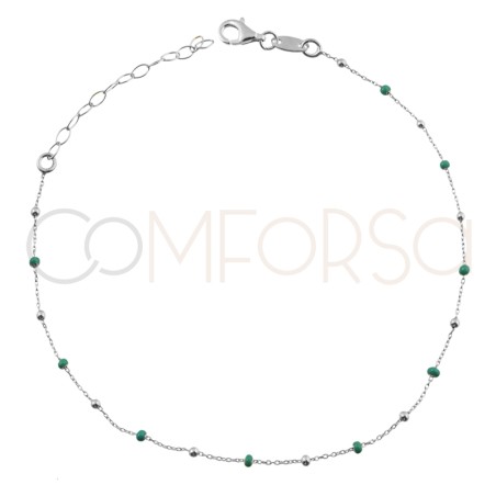 Sterling silver 925 Mint enamel balls anklet 21.5cm