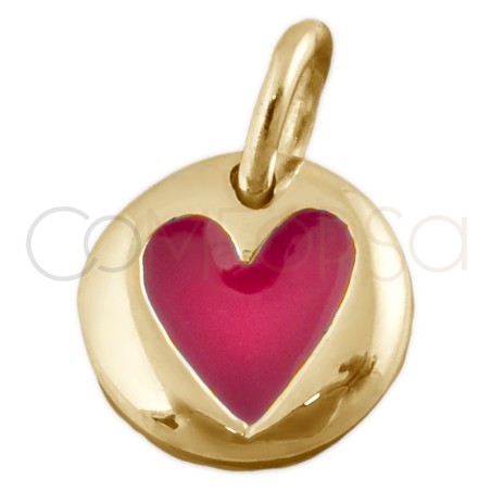 Gold-plated sterling silver 925 irregular red heart pendant 8mm