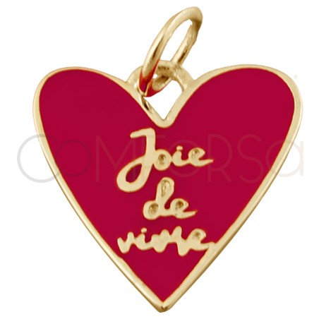 Gold-plated sterling silver 925 pink “Joie de vivre” irregular heart pendant 15mm