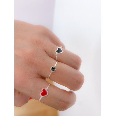 Sterling silver 925 ring with black enamelled asterisk