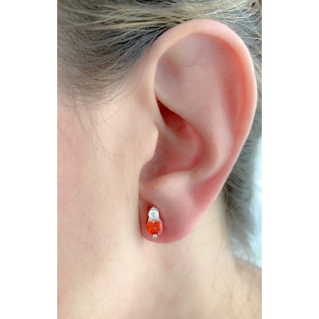 Sterling silver 925 double orange zirconia earrings 5x8mm