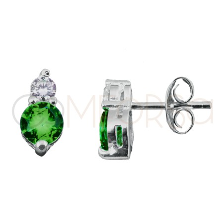 Sterling silver 925 double emerald zirconia earrings 5x8mm