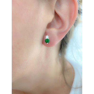 Sterling silver 925 double emerald zirconia earrings 5x8mm