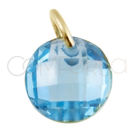 Gold-plated sterling silver 925 floating aquamarine zirconia pendant 6mm