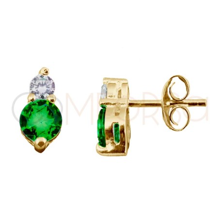 Sterling silver 925 double emerald zirconia earrings 5x8mm