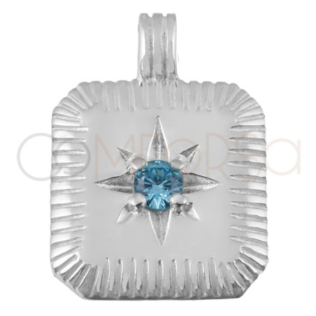 Sterling silver 925 Blue Topaz birthstone pendant (December) 11.5 x 12.5mm