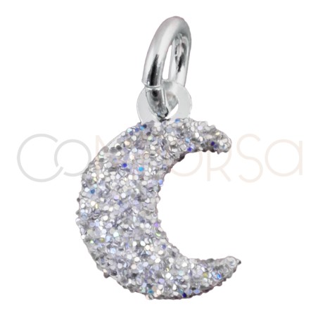 Gold-plated sterling silver 925 silver glitter moon pendant 7x10mm