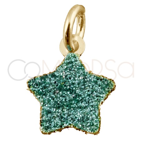 Gold-plated sterling silver 925 mint glitter star pendant 8x8mm