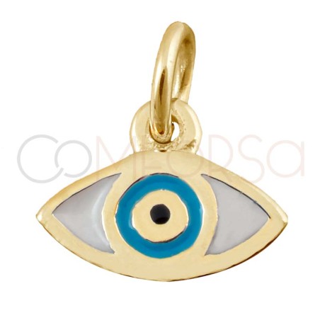 Sterling silver 925 White Turkish Eye pendant 9x7mm