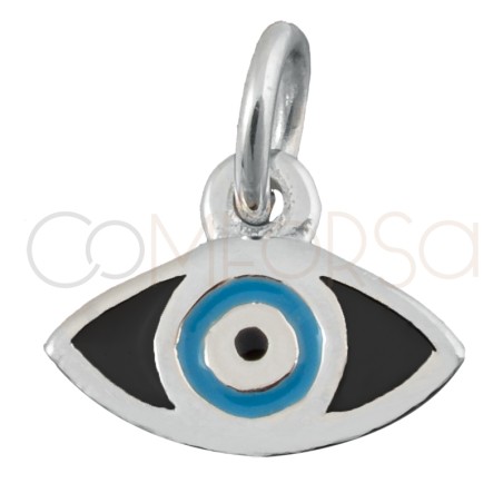 Sterling silver 925 Black Turkish Eye pendant 9x7mm