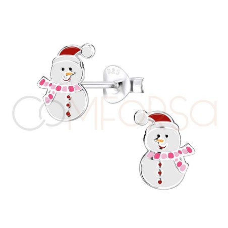 Sterling silver 925 snowman earrings 7 x 10mm