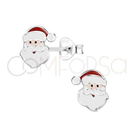 Sterling silver 925 Father Christmas earrings 7 x 9mm