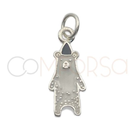 Sterling silver 925 polar bear with hat pendant 7.5 x 15.5mm
