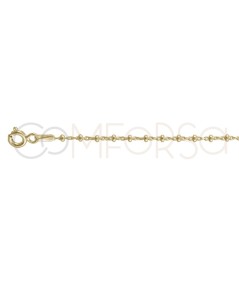 Sterling silver 925 cable chain with faceted balls 1.4 x 0.6 mm