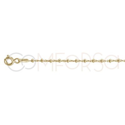 Rose gold-plated sterling silver 925 cable chain with faceted balls 1.4 x 0.6 mm