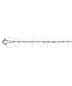 Rose gold-plated sterling silver 925 cable chain with faceted balls 1.4 x 0.6 mm